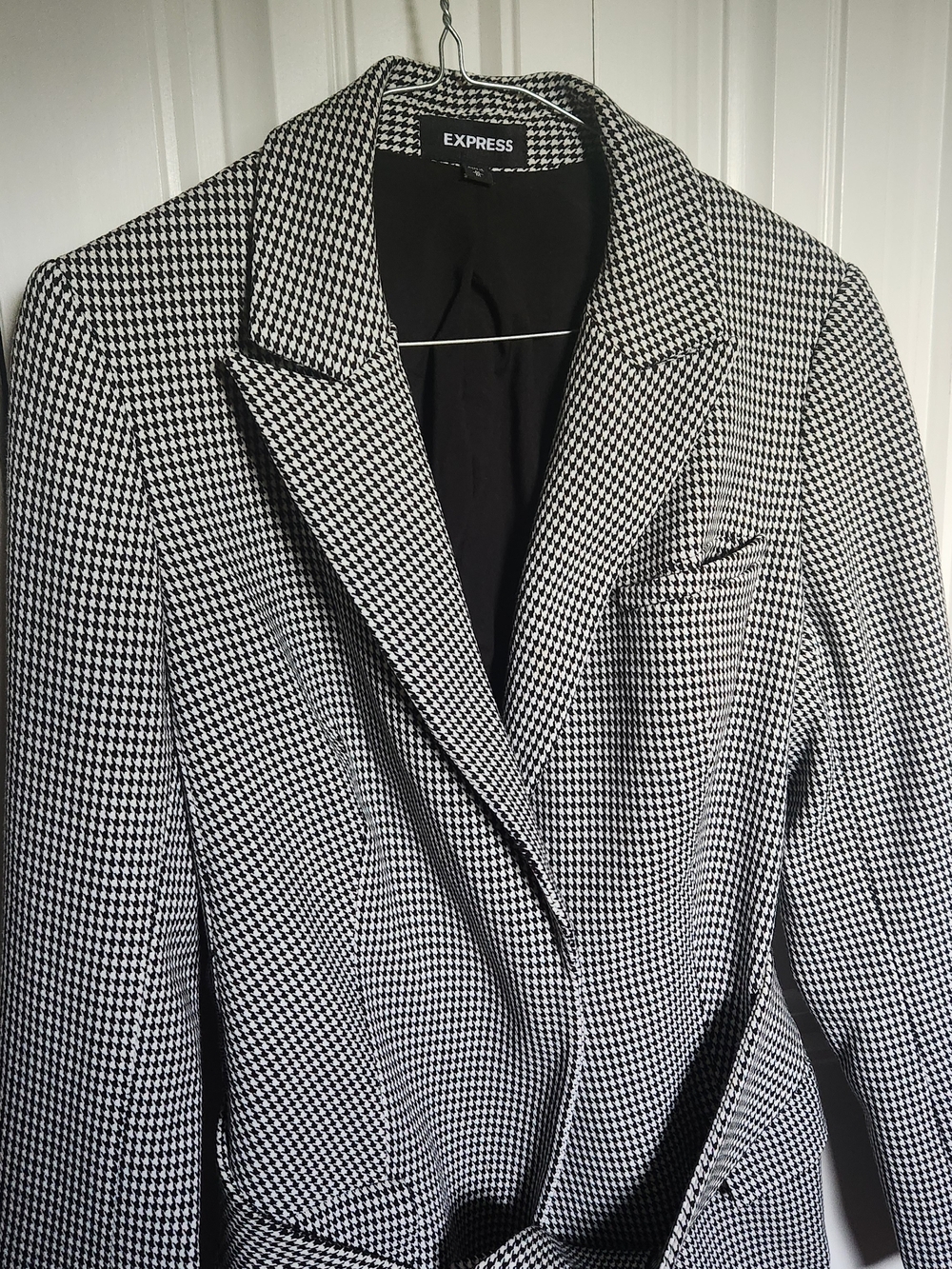 Express Women's Black & White Houndstooth Blazer Jacket Size Small - Picture 2 of 13